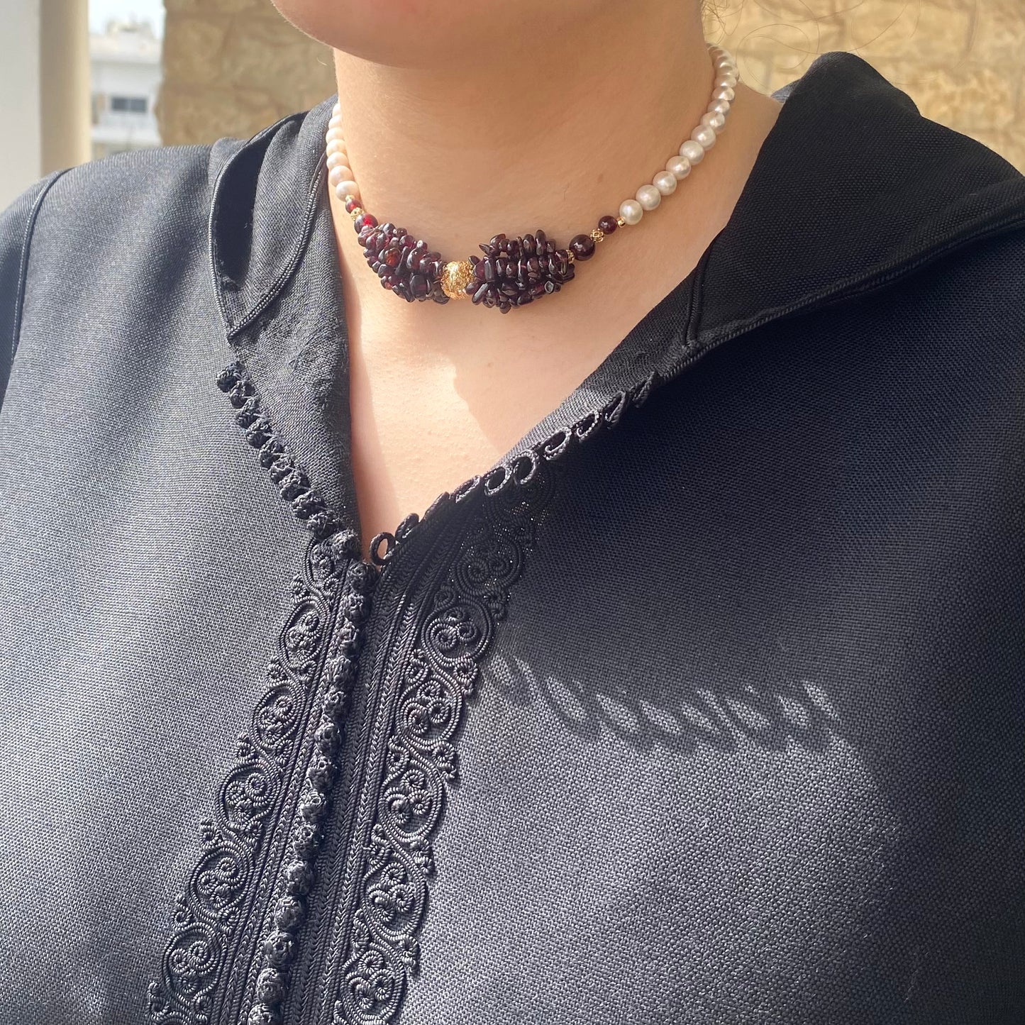 Collier ras du cou Grenats