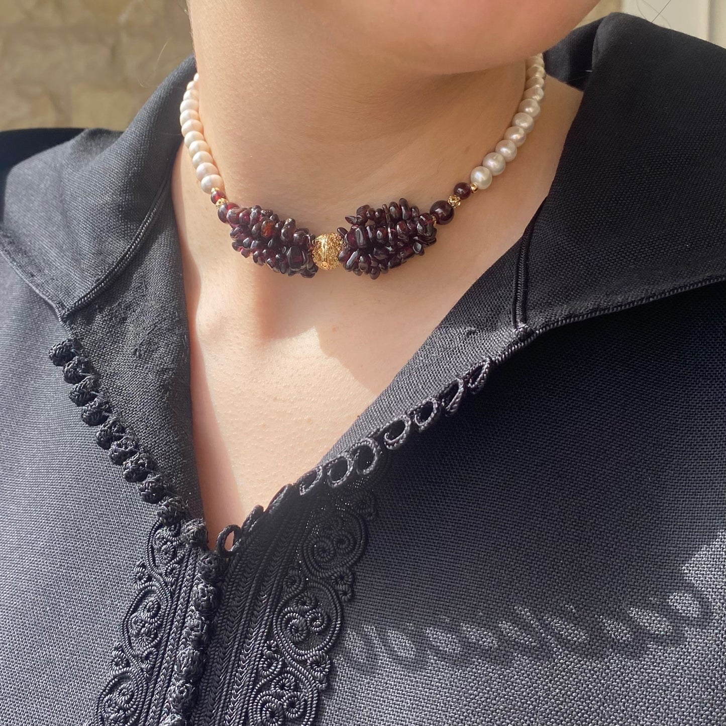 Collier ras du cou Grenats