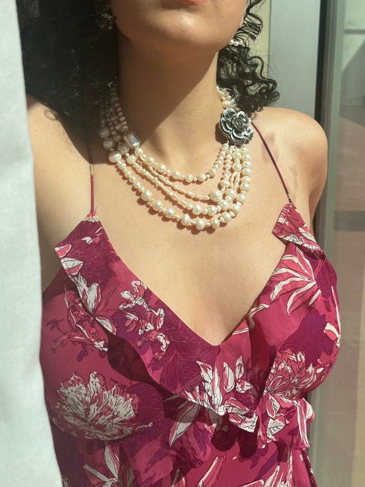 Collier Nacre en Fleurs